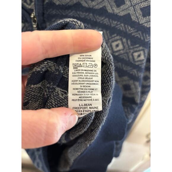 L L Bean Sweater Men's M Mock Neck Fair Isle Cashmere Blend 1/4 Zip Pull Over - Picture 6 of 7